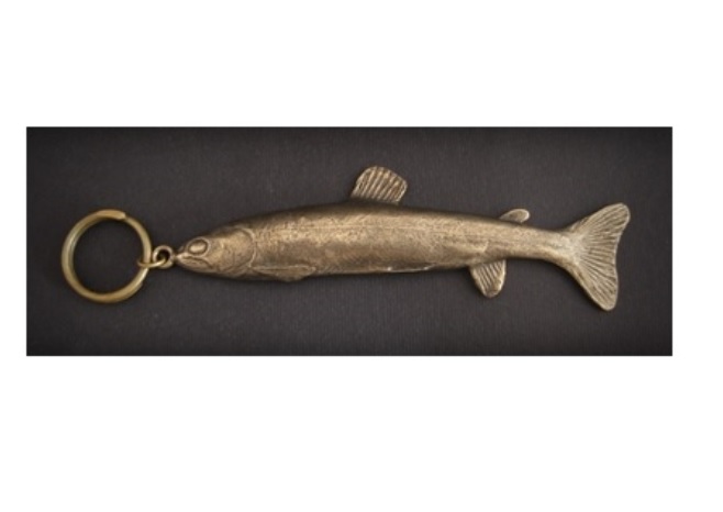 Handmade bronze trout - keychain