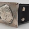 Handmade leather Belt with Bronze silver plated belt buckle with a trout
