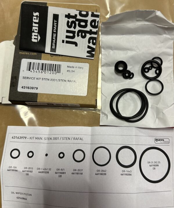 Mares pneumatic speargun Sten/jet Service O-RING kit