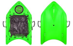 Close-up of Rob Allen board’s front hatch for speargun storage