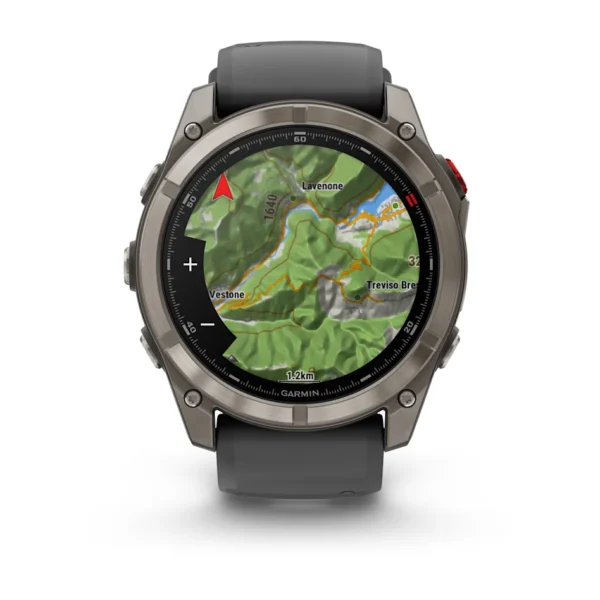Garmin Fenix 8 Pro žemėlapių navigacija ekrane
