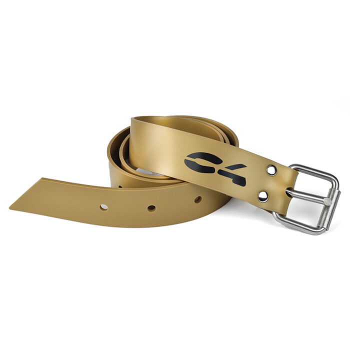 c4 gold belt marseillaise -4diving.com- C4 Carbon Marseillaise buckle Belt Gold – Silicone Freediving Weight Belt